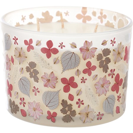 Jar Candle - Pink Flowers - 14 oz., 4.50" Diameter x 3.25" - Soy Wax, Glass, Cotton