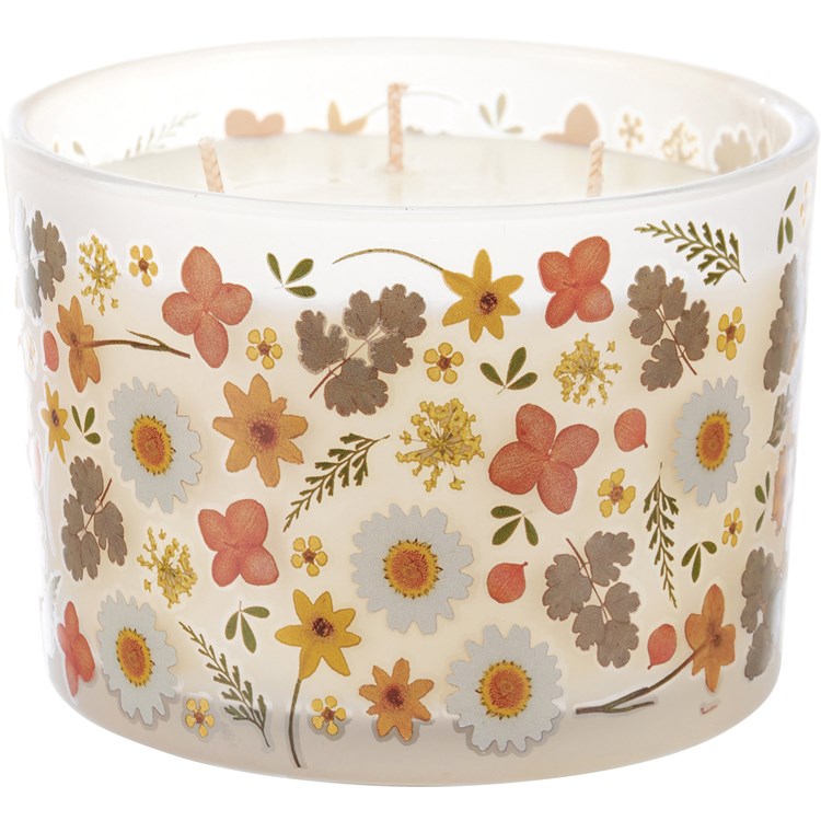 Orange Flowers Candle - Soy Wax, Glass, Cotton