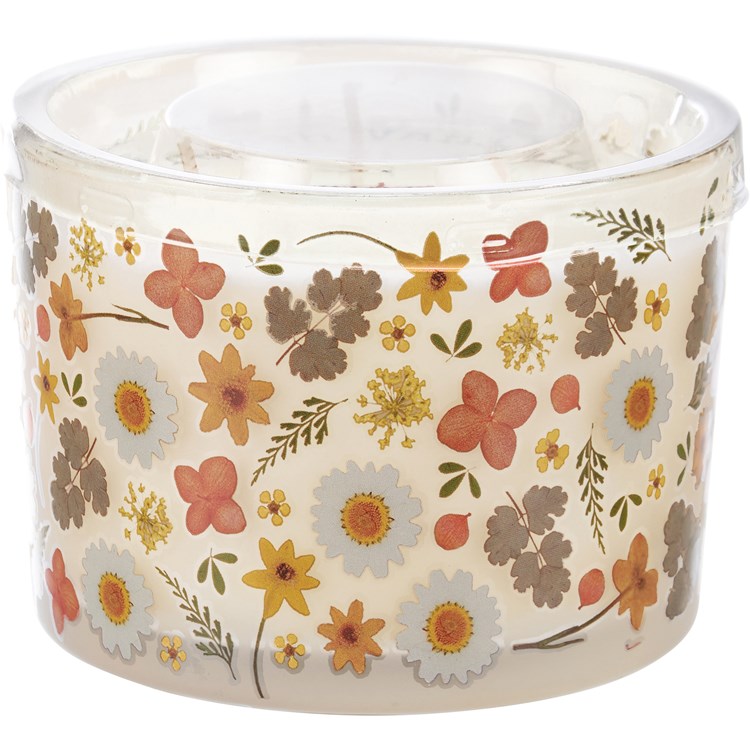 Orange Flowers Jar Candle - Soy Wax, Glass, Cotton
