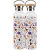 Flowers Insulated Bottle - Stainless Steel, Bamboo