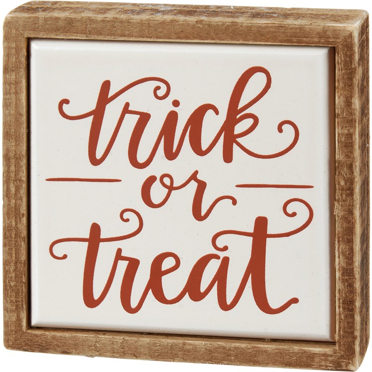 Trick Or Treat Box Sign Mini - Wood