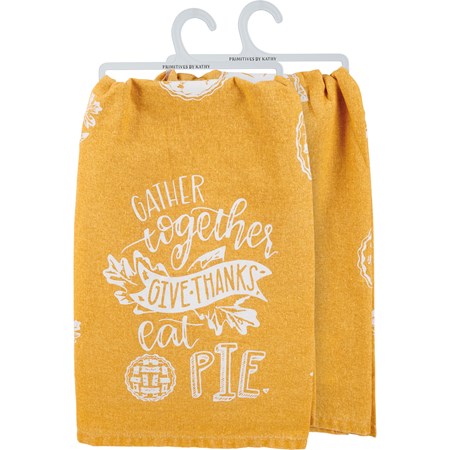 Kitchen Towel - Gather Give Thanks Eat Pie - 28" x 28" - Cotton