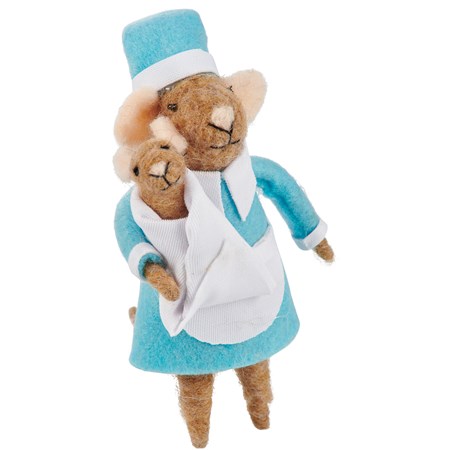 Nurse Mouse And Baby Critter - Felt, Polyester, Plastic