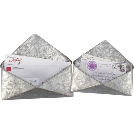 Wall Decor Set - Envelopes - 10.25" x 9.75" x 2.50", 8.75" x 7.75" x 1.75" - Metal