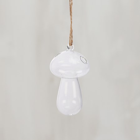 Vase - Hanging Mushroom - 3.25" Diameter x 5" - Glass, Jute