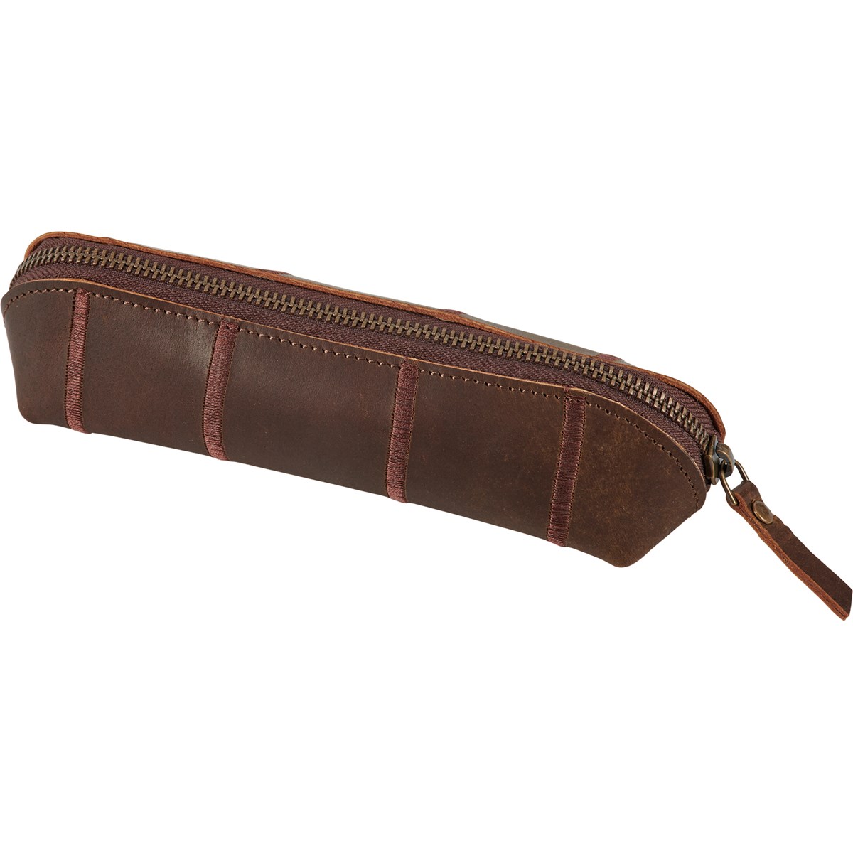 Tanned Leather Pencil Pouch - Leather, Metal