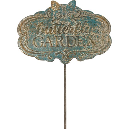 Stake - Butterfly Garden - 10.50" x 7.50", 16.25" Tall Stake - Metal