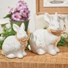 Vintage Bunnies Figurine Set - Stoneware, Raffia