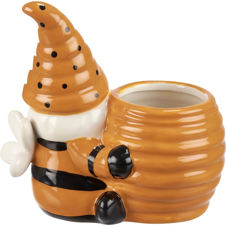 Gnome With Honey Pot Planter - Stoneware
