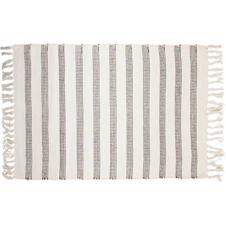 Rug - Gray Stripe - 36" x 24" - Cotton, Polyester, Latex skid-resistant backing