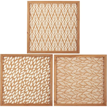 Cork Board Set - Leaf Designs - 12" x 12" x 0.75", Display: 12" x 12" x 2.25" - Wood, Cork