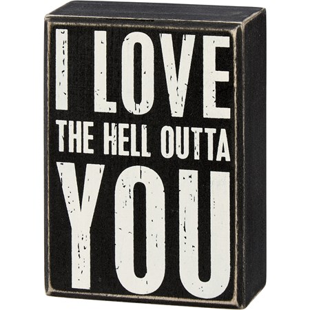 Box Sign - I Love You - 3.50" x 5" x 1.75" - Wood