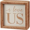 I Love Us Natural Inset Box Sign - Wood