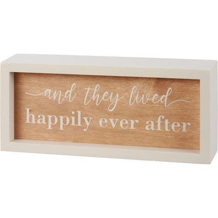Inset Box Sign - Happily Ever After - 8.50" x 3.75" x 1.75" - Wood
