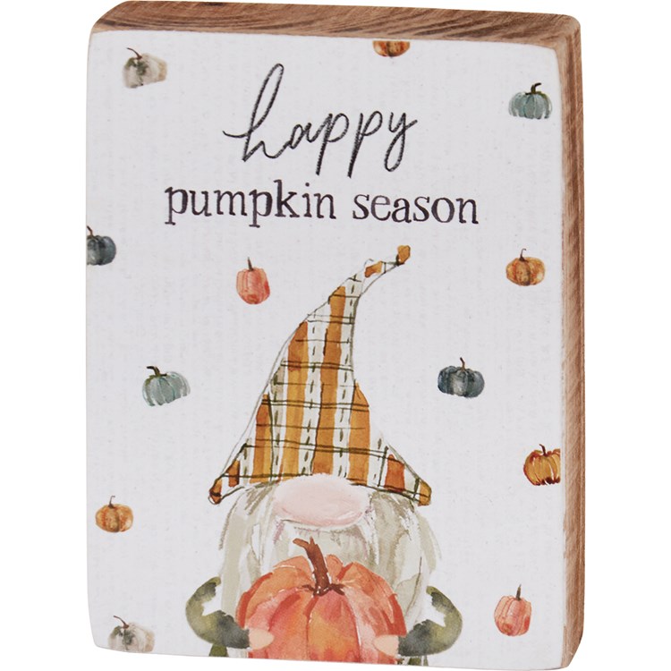 Happy Pumpkin Season Block Sign - Wood, Paper