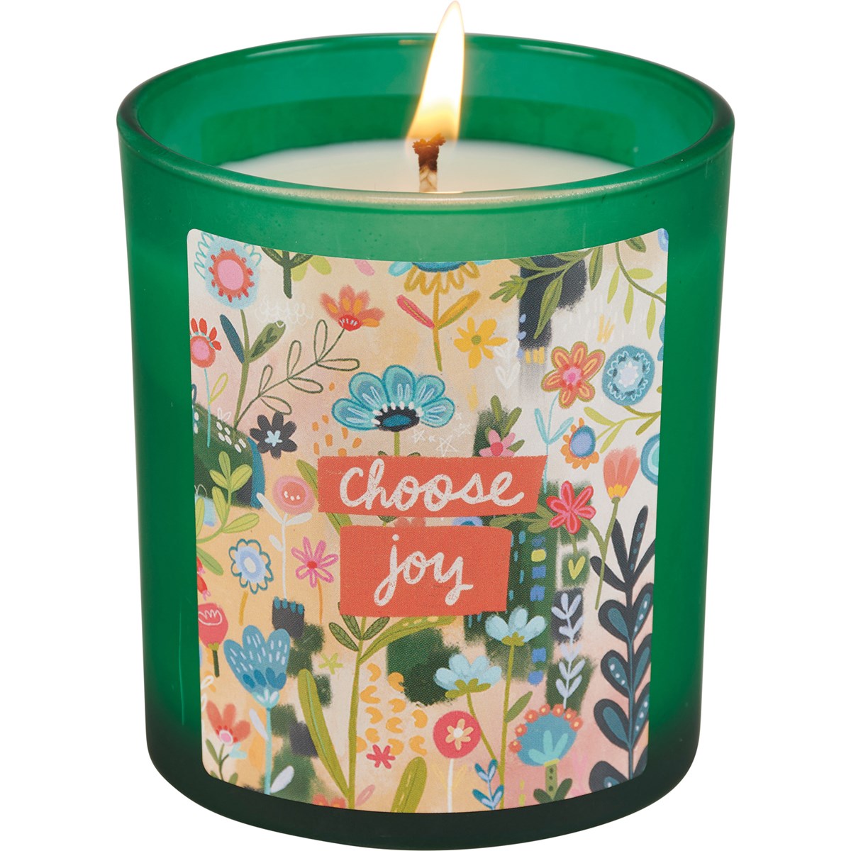 Choose Joy Green Candle - Soy Wax, Glass, Cotton
