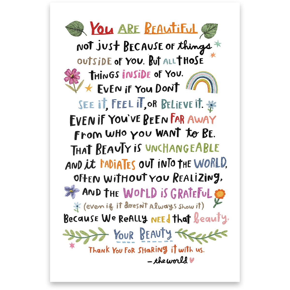 You Are Beautiful Greeting Card - Paper