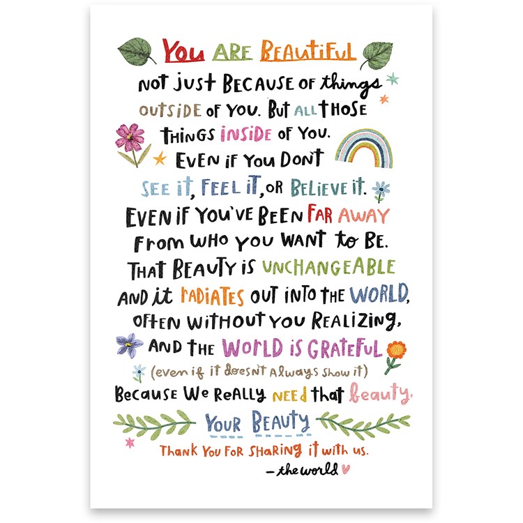 You Are Beautiful Greeting Card - Paper