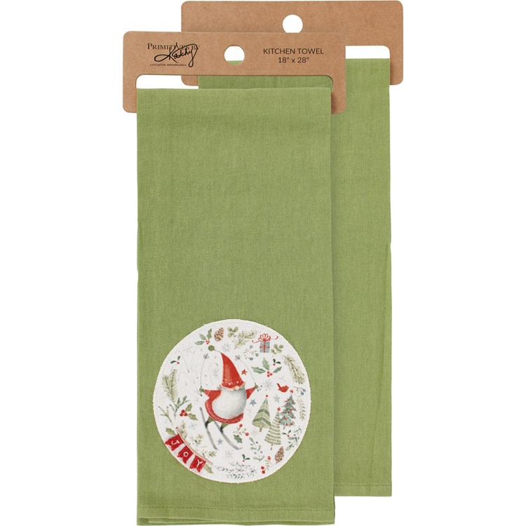 Joy Christmas Gnome Kitchen Towel - Cotton, Jute, Felt