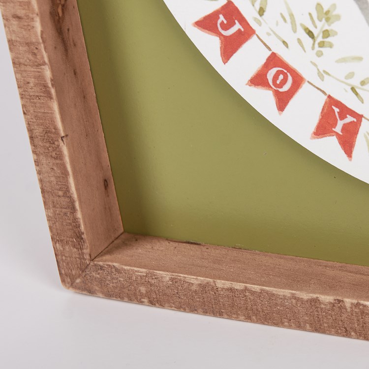 Joy Christmas Gnome Inset Box Sign - Wood, Paper