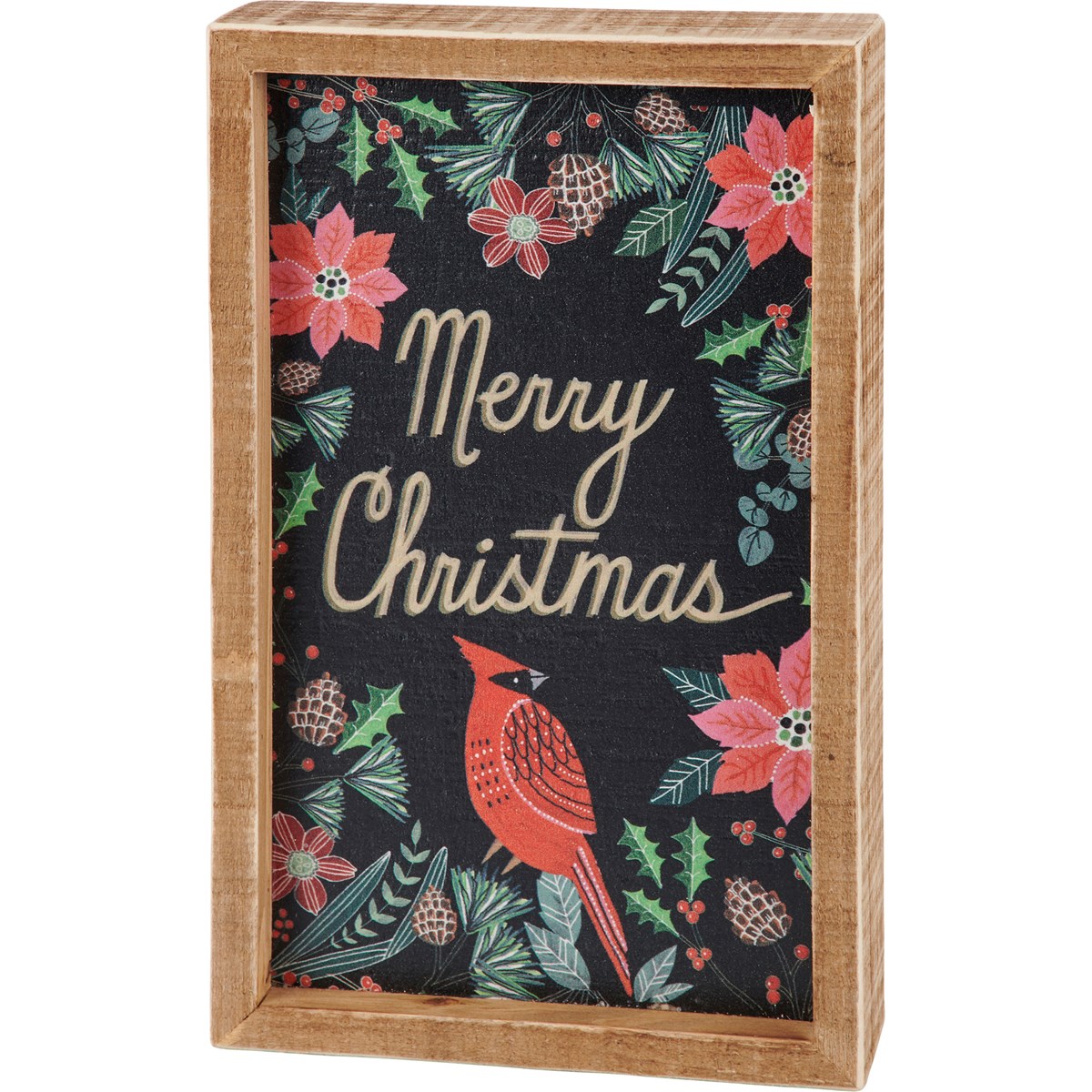 Moody Merry Christmas Inset Box Sign - Wood