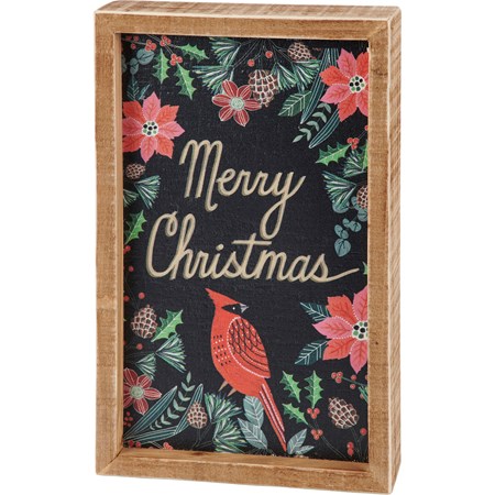 Inset Box Sign - Merry Christmas - 6" x 10" x 1.75" - Wood