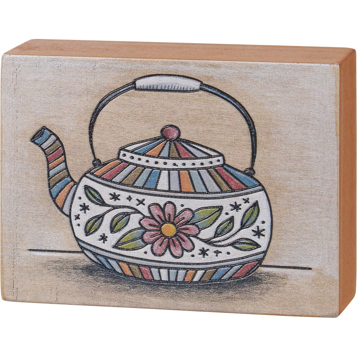 Teapot Block Sign - Wood