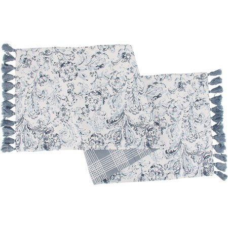 White Florals Table Runner - Cotton