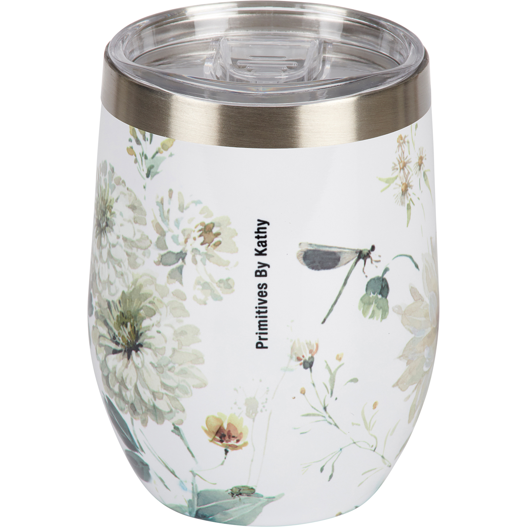 Green Floral Wine Tumbler Primitives By Kathy
