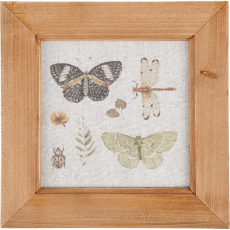 Wall Decor - Insects - 8" x 8" x 0.50" - Wood, Canvas