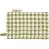 Green Gingham Pencil Pouch - Cotton, Metal