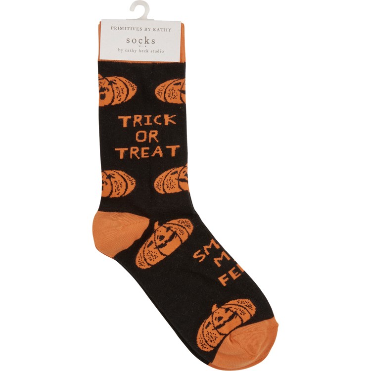 Trick Or Treat Smell My Feet Socks - Cotton, Nylon, Spandex