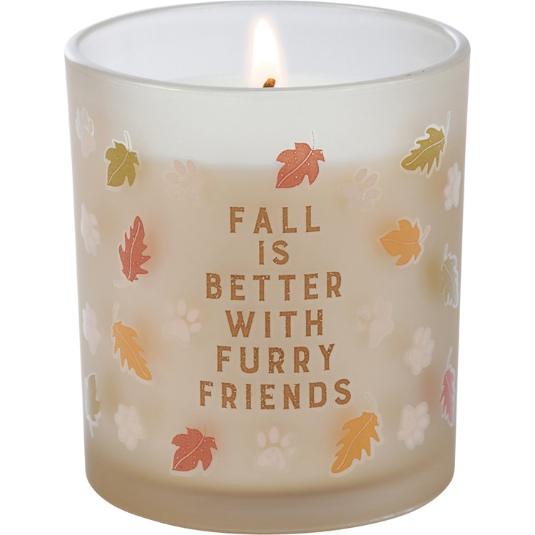 Fall Furry Friends Candle - Soy Wax, Glass, Cotton
