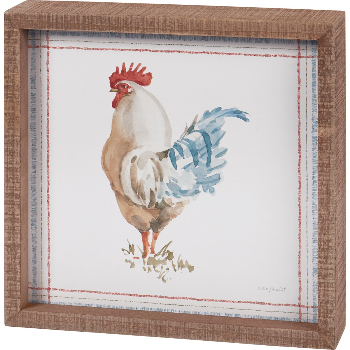 Rooster Inset Box Sign - Wood, Paper