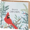 Merry Christmas Cardinal Block Sign - Wood, Paper