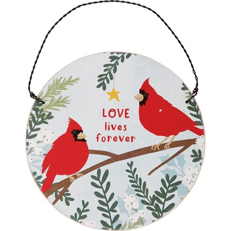 Love Lives Forever Ornament - Wood, Paper, Wire