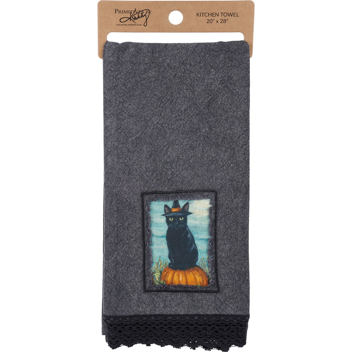 Black Cat Kitchen Towel - Cotton, Lace