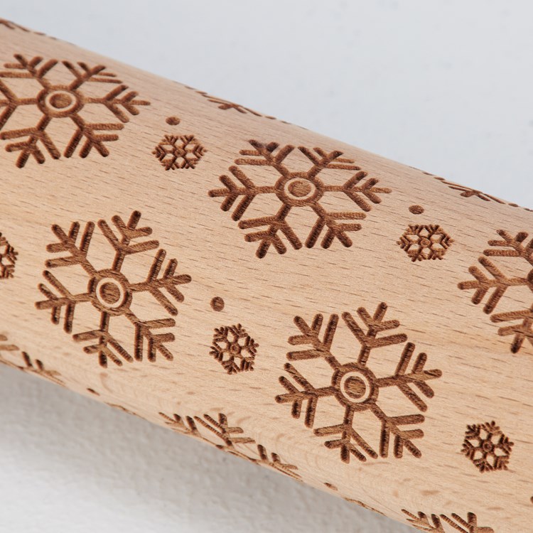 Snowflakes Large Rolling Pin - Wood