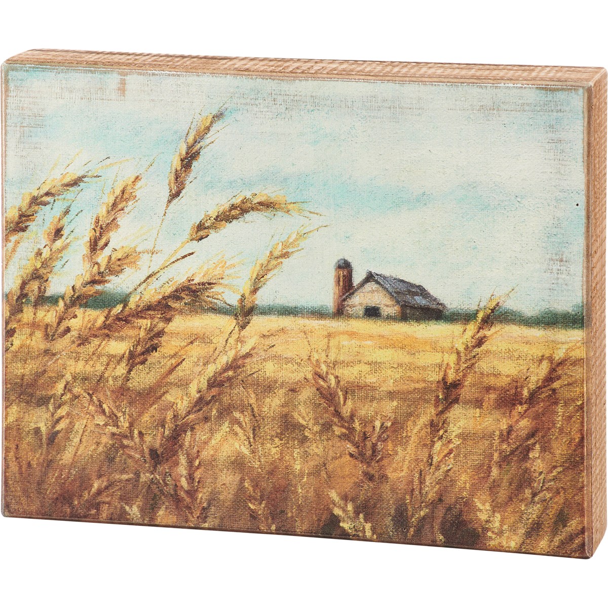 Box Sign - Wheat Field - 10" x 8" x 1.75" - Wood