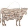 Floral Cow Wall Decor - Wood, Jute