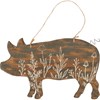 Floral Pig Hanging Decor - Wood, Jute, Wire