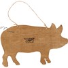 Floral Pig Hanging Decor - Wood, Jute, Wire