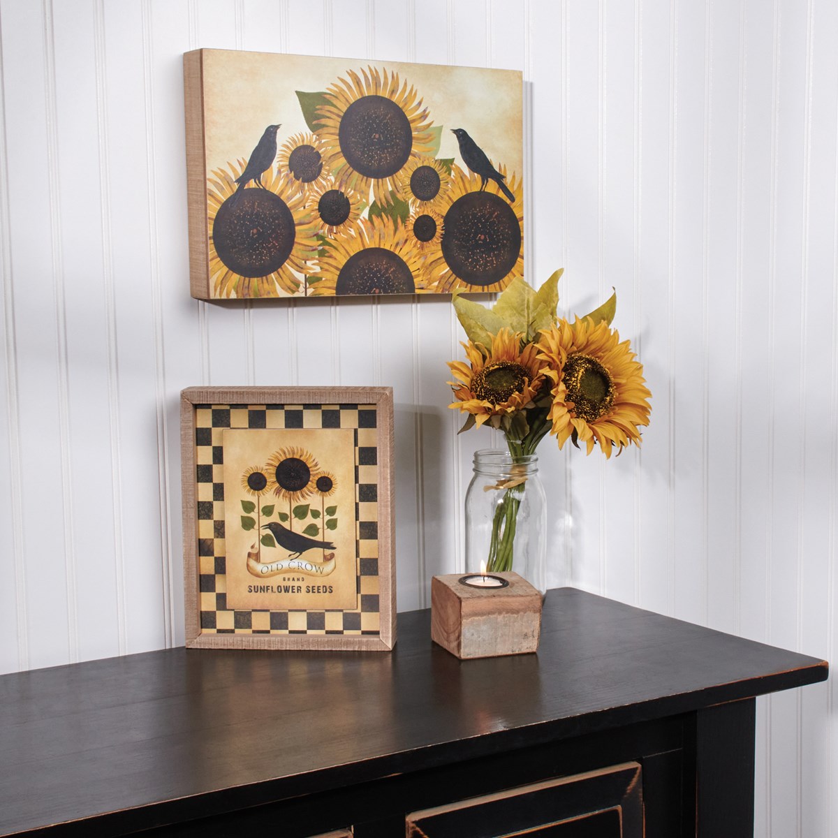 Sunflowers Box Sign - Wood, Paper