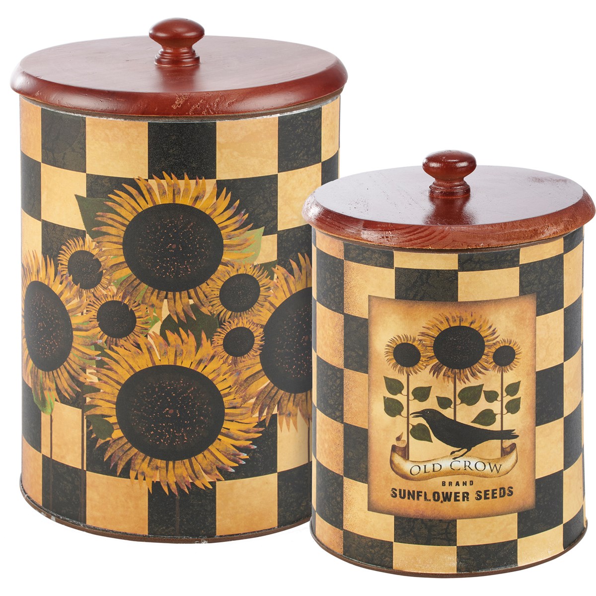 Sunflower Seeds Canister Set - Metal, Paper, Wood