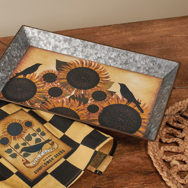 Sunflowers Tray - Metal, Paper