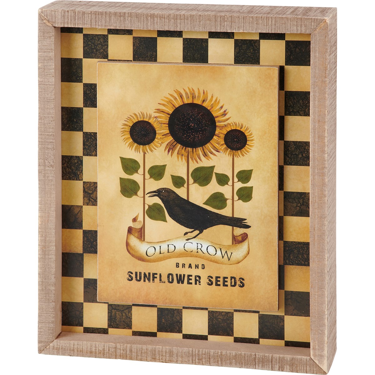 Old Crow Sunflower Seeds Inset Box Sign - Wood, Paper