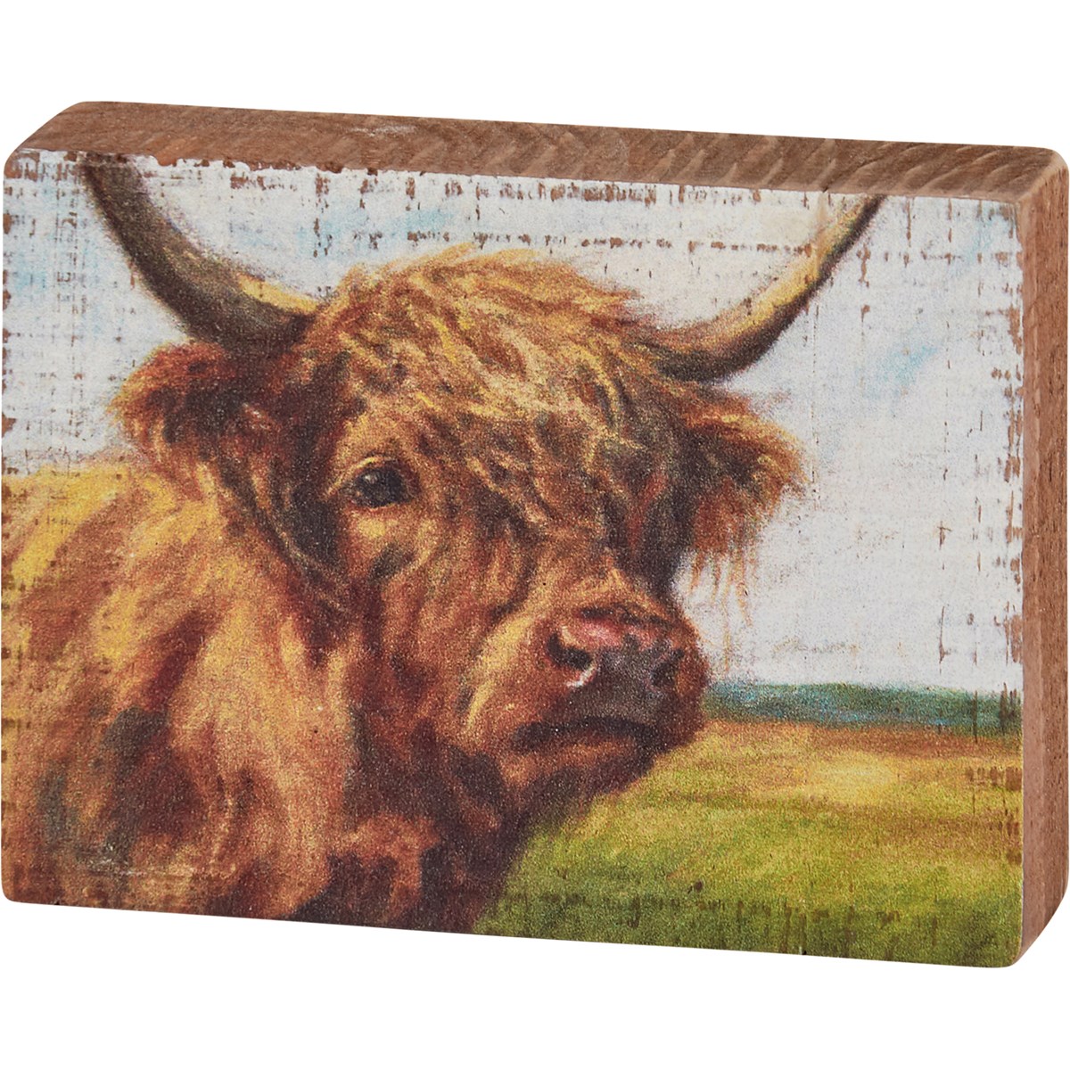 Highland Cow Block Sign - Wood