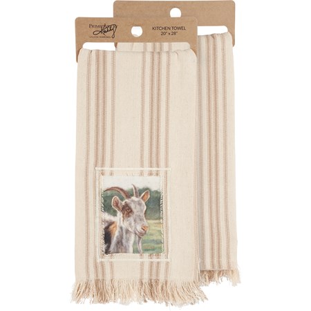 Brown And White Goat Kitchen Towel - Cotton