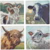 Farm Friends Coaster Set - Stone, Metal, Cork