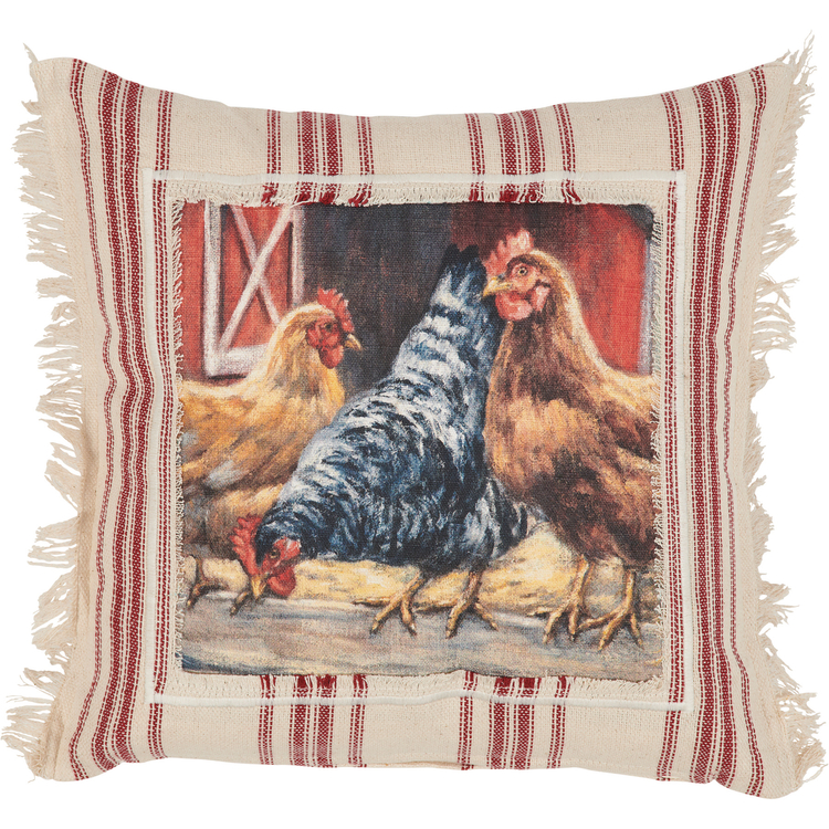 Chicken Coop Pillow - Cotton, Zipper